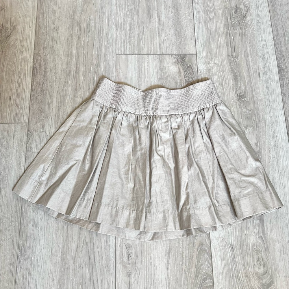 Arden B Pleated Mini Skirt Shimmery Champaign color